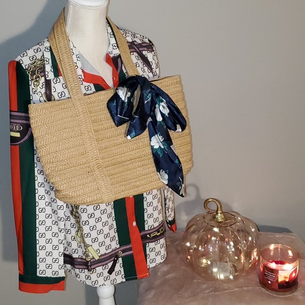 Draper James Everyday Straw Bag With Floral Scarf